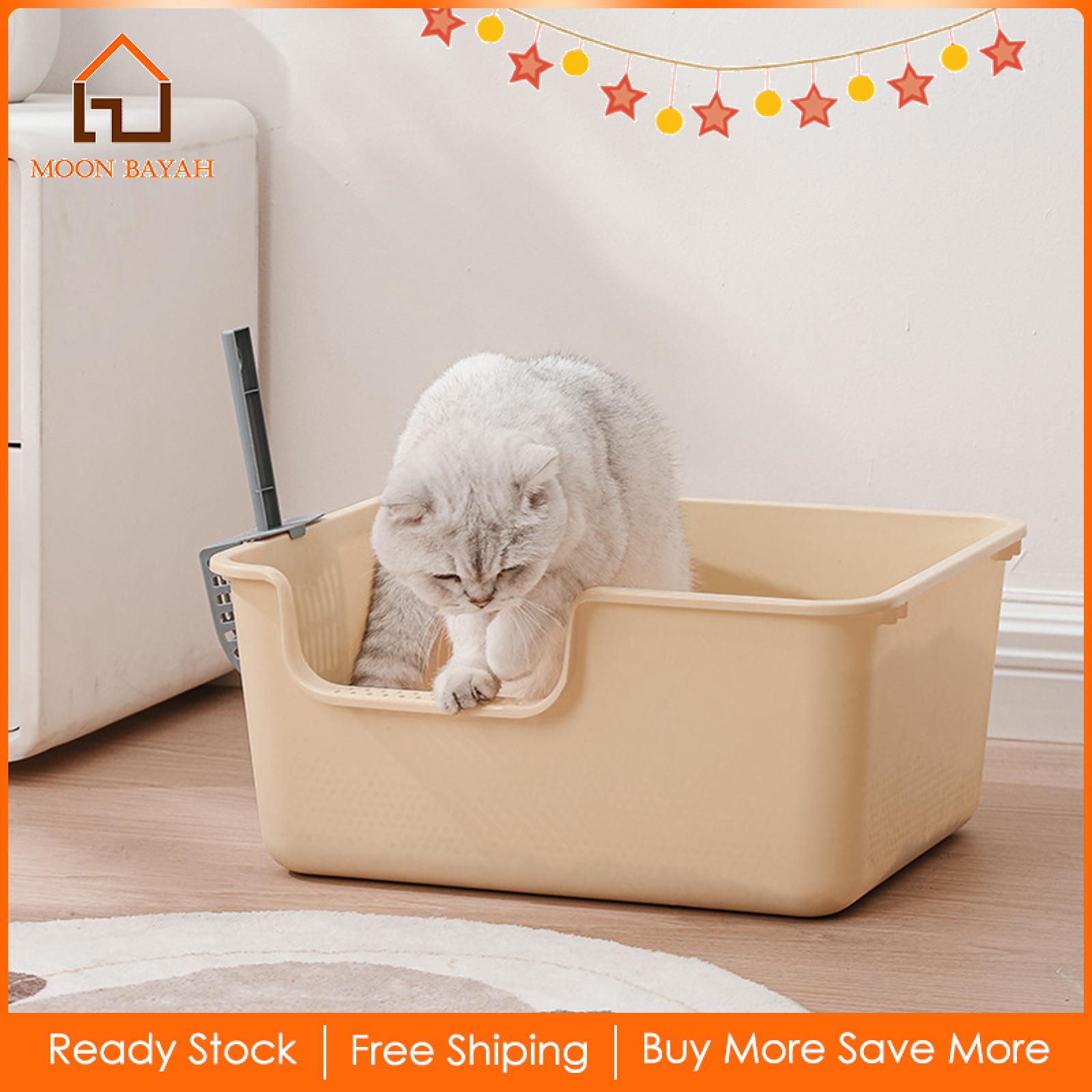 Moon BAYAH Cat Litter Box for Indoor Cats, Cat Sand Box Anti Splashing Cat Litter Basin Cat Deep Toilet High Sides Cat Bedpan Pets Supplies
