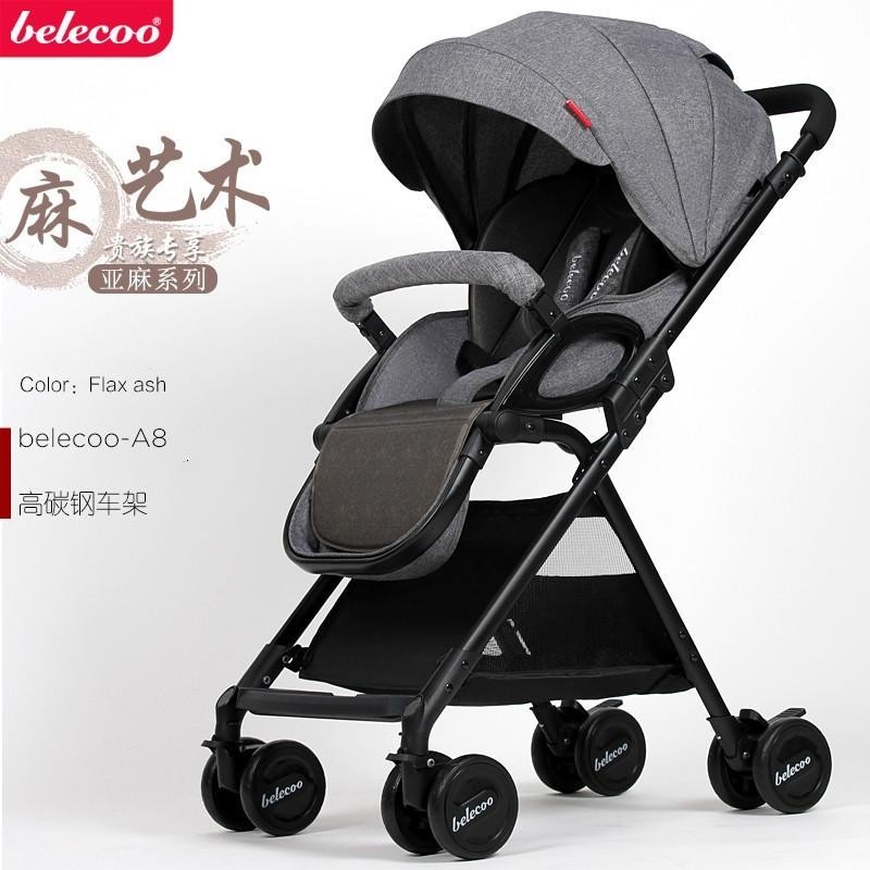 Belecoo Belico Baby Stroller Can Sit and Lie Light Folding Shock Absorber (Linen) - intl Singapore