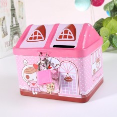 Cartoon Iron House Cute Piggy Bank Money Saving Box Tinplate Creative Coin Pot Gifts For Children Style Pink Size 11 9 9 4 10 4cm - 