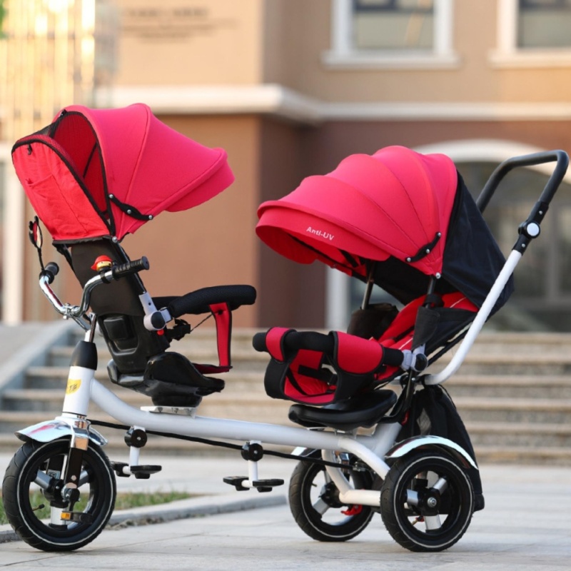 three wheel double stroller