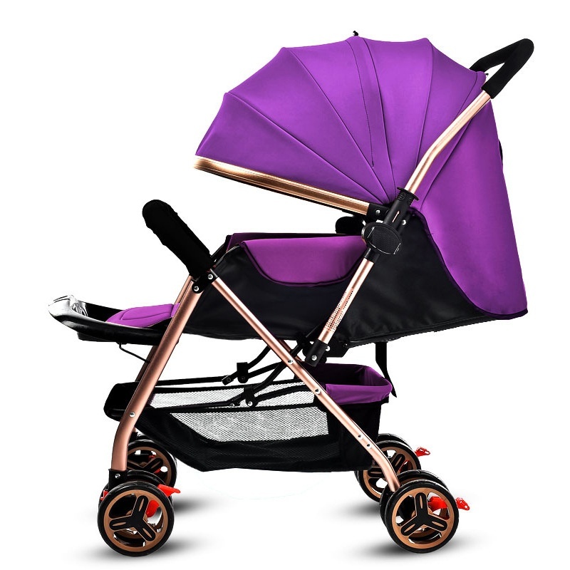 High quality / ultra light / four wheel / baby carriage, portable / folding / two-way implementation / can lie / baby carriage (purple) - intl Singapore