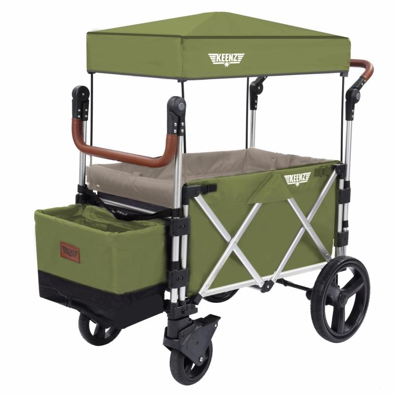 Keenz 7S Premium Deluxe Foldable Wagon-Stroller (Cedar Green / Earl Grey) - Designed and Engineered in Korea Singapore