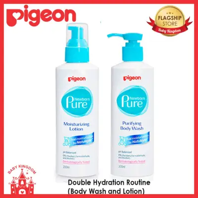 Pigeon Newborn Pure Double Hydration Routine (Body Wash & Lotion) (Promo)