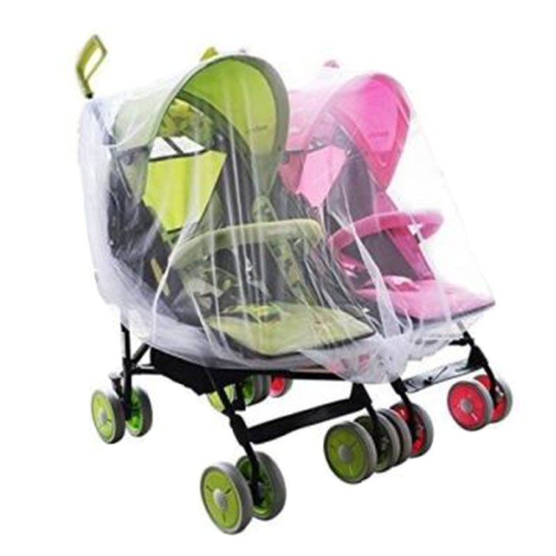 Portable Universal Twin Baby Stroller Mesh Mosquito Net Cover Preventing Bee Insect Bug for Tandem Side by Side Strollers Pushchairs - intl Singapore