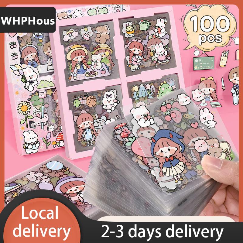 [COD] WHPHous Ship within 24 hours 20Pcs PET Pattern Cartoon Scrapbooking Cute Sticker DIY Handbook Kawaii Stickers Decoration Stationery Supplies