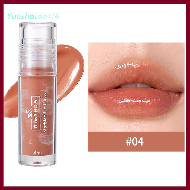 yunshataoxf Dimshow 6 màu sắc Cẩm Thạch gương môi men kết cấu tinh chất dưỡng ẩm chăm sóc môi son bóng cho dễ dàng môi xuất hiện - 3
