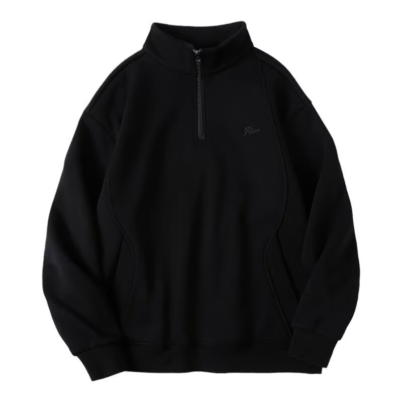 VUNC |Người đàn ông của Hoodie-mềm sáp áo rộng nửa zip đứng áo hoodie có cổ retro polo Áo sơ mi