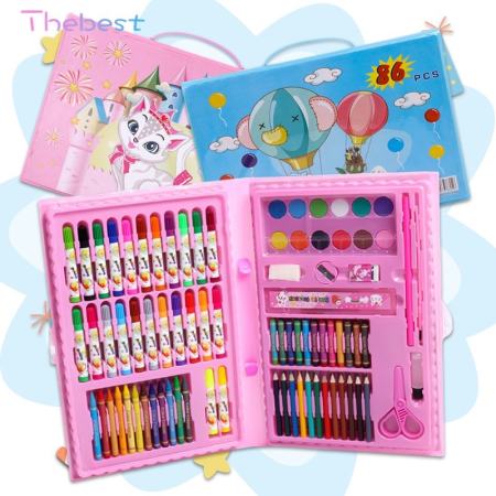 Kids Painting Brush Set with Watercolor Crayons, Drawing Art