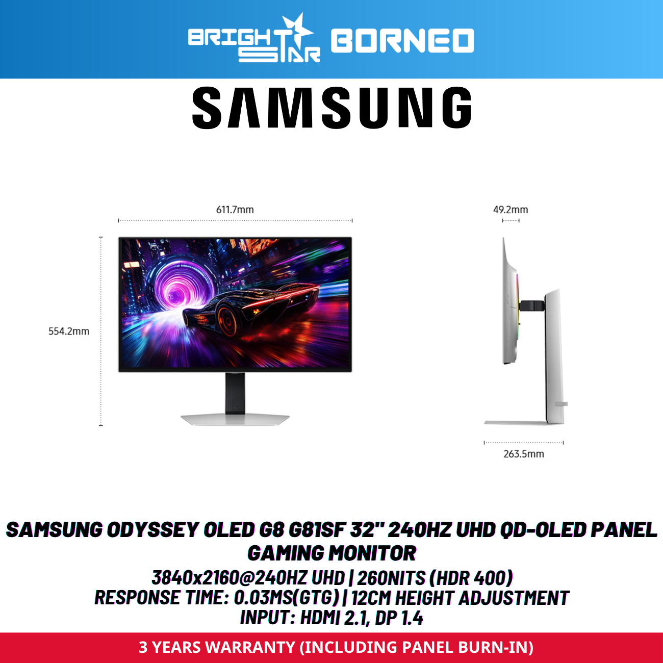 SAMSUNG ODYSSEY OLED G8 G81SF 32" 240HZ UHD QD-OLED Panel