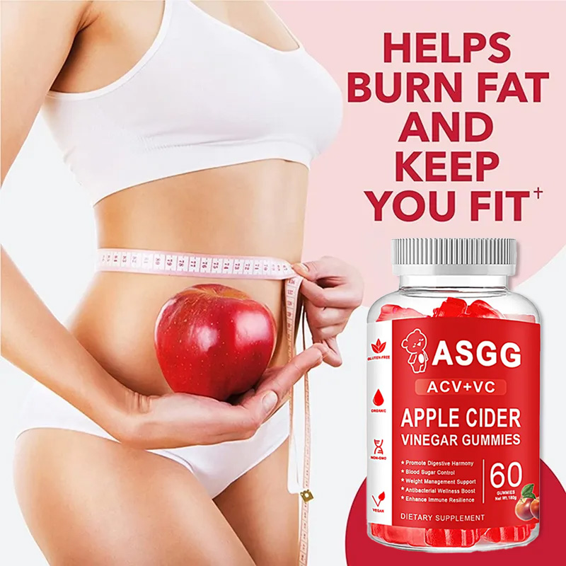 Viên nang giảm cân và giảm béo, chứa giấm táo, vitamin C và B12, kẹo dẻo ASGG, thúc đẩy tiêu hóa và ổn định lượng đường trong máu, sản xuất tại Hoa Kỳ