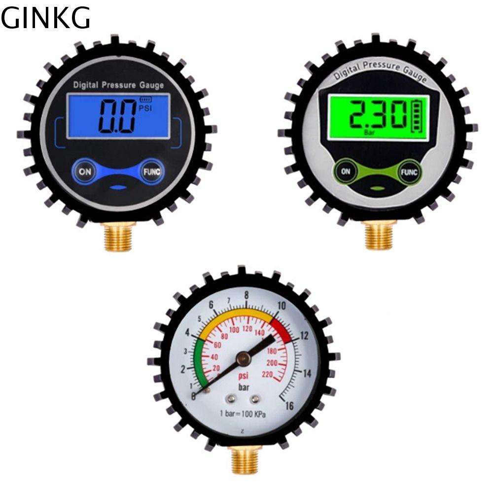 GINKG 0-250psi Đồng hồ đo áp suất lốp kỹ thuật số Chính xác Di động Đồng hồ đo áp suất không khí Công cụ kiểm tra Đèn Led Van đo áp suất ngắn Xe hơi