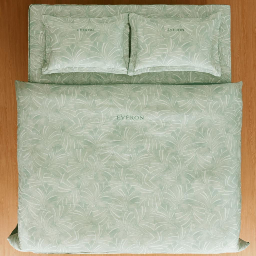 Bộ ga gối cao cấp Everon print hiện đại sang trọng (Bộ ga phủ: 1 ga phủ+1 Vỏ chăn + 2 vỏ gối nằm - BST2026 Đơm Hoa)