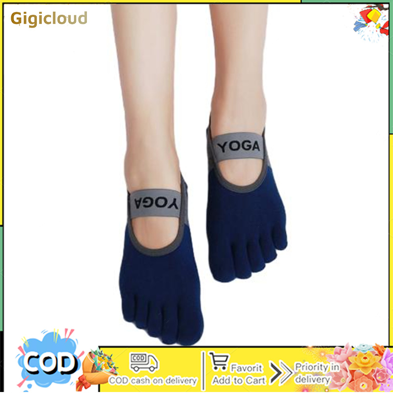Women Men Yoga Socks With Grips Straps, Non Slip Yoga Socks Full Toe Grip Socks Non Skid Grip Cotton Socks For Pilates Pure Barre Ballet Dance Barefoot Workout ราคา 79 บาท*ส่งฟรี