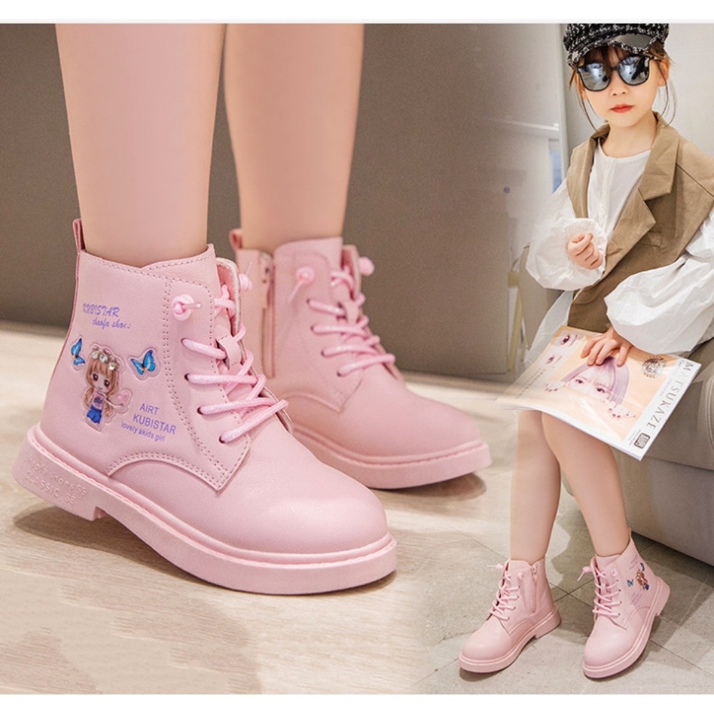  No.22 Bốt Cho Bé Gái Cổ Ngắn  Boot Bé Gái Cổ Cao In Hình Công Chúa Cao Cấp Cho Bé 3 đến 10 Tuổi 