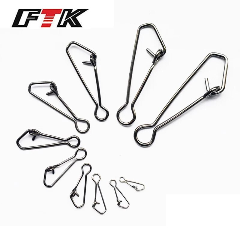 【Exclusive Limited Edition】 Ftk 50pcs Stainless Steel Fishing Swivels Hooked Snaps Fishing Hook Line Connector Sea Ocean Swivel Rolling Snap Safety Snaps