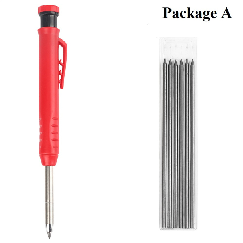 TTLIFE Solid Carpenter Pencil With Refills Built-In Sharpener For Deep Hole Mechanical Carpentry Pencil Marker Woodworking Tools