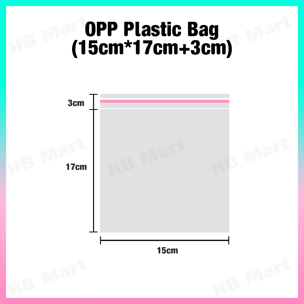 100pcs OPP Self Adhesive Plastic Bag Transparent Packing Plastik Beg Tudung Baju Buku PP02