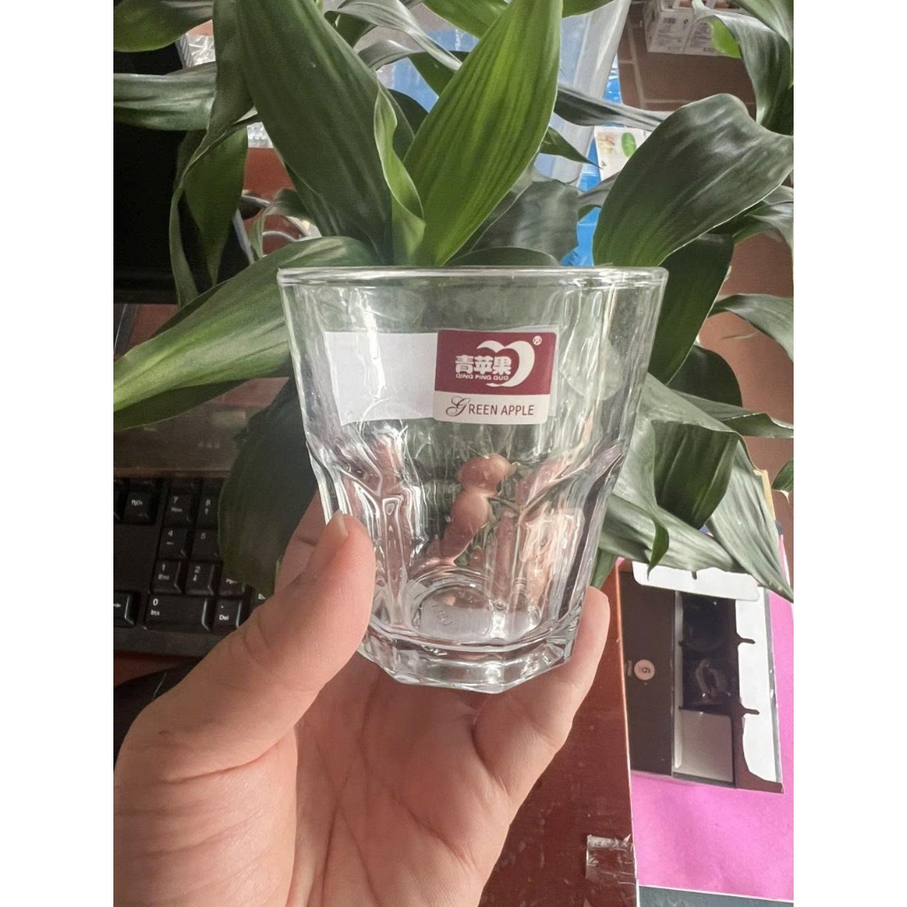 CỐC THỦY TINH GREEN APPLE VÂN XOẮN CAO CẤP – DÙNG UỐNG NƯỚC, CAFE ( Bộ 6 cốc )