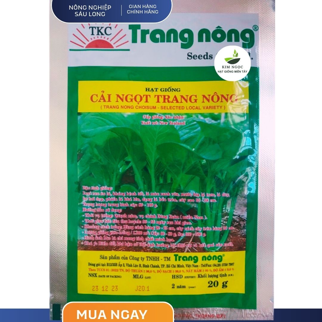 Hạt Giống Cải Ngọt Trang Nông (GÓI 100G) - Thân non, ăn mềm ngon, không xơ, trồng quanh năm