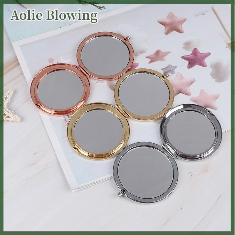 Aolie Gương trang điểm nhỏ gọn hợp kim cổ điển gương phóng đại trang điểm gập được