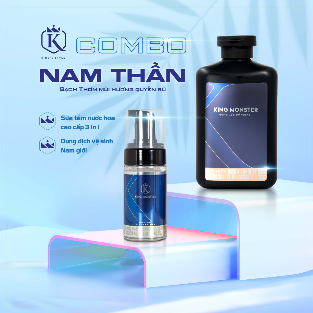 Combo Nam Thần King Monster Sữa tắm gội nam 3in1 hương nước hoa  - dung dịch vệ sinh nam cao cấp 100