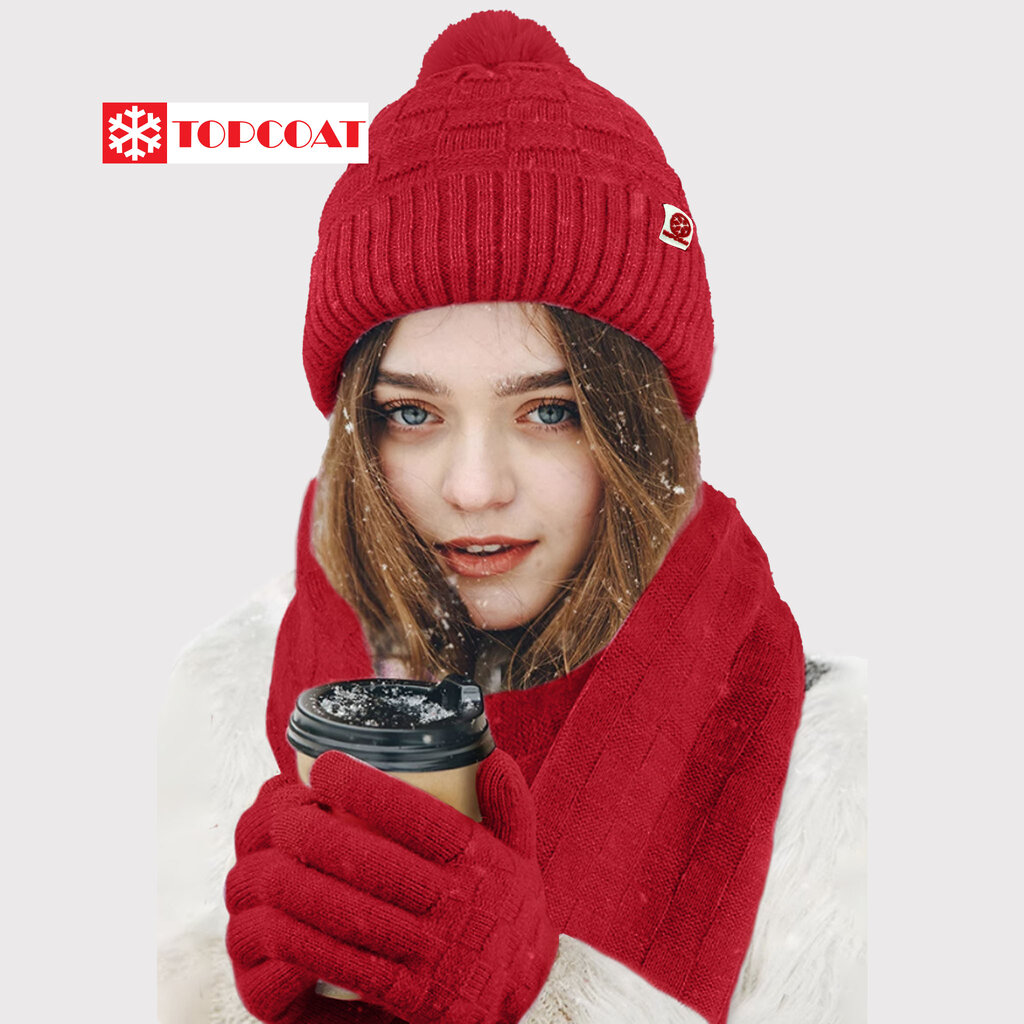 TOPCOAT เซ็ทกันหนาว หมวก ถุงมือ ผ้าพันคอ บุขนหนาพิเศษ ถุงมือทัชสกรีนได้ (1 เซ็ท) Freesize ราคา 890 บาท*ส่งฟรี