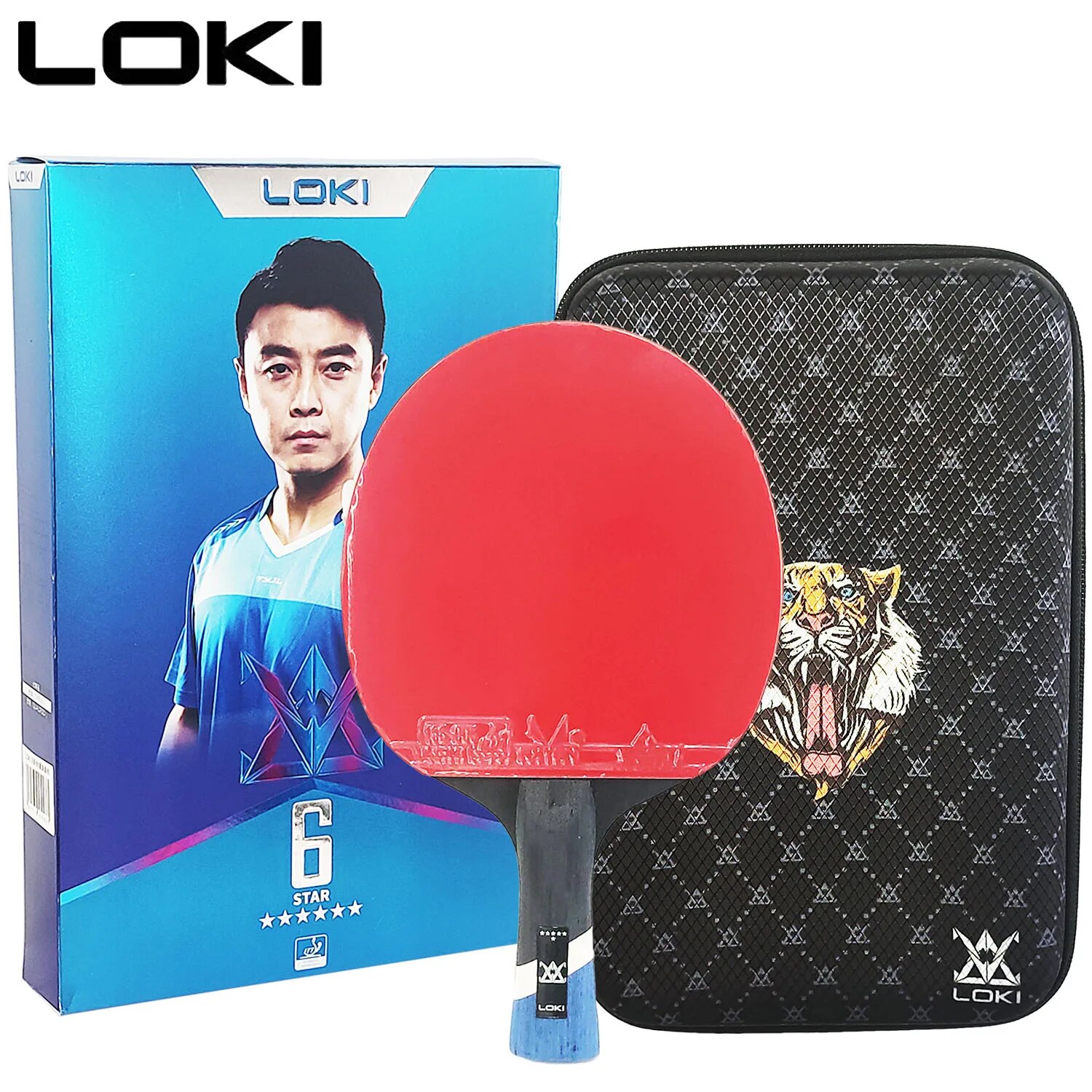 Loki E6 Bảng vợt Tennis 6 sao 5 + 2 mái chèo Carbon tấn công vợt bóng bàn với ruers dính