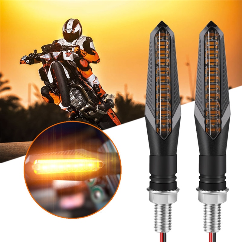 2 cái 12 LED Đèn Xi Nhan Xe Máy uốn cong nhấp nháy xe máy Đèn báo nhấp nháy Moto Đèn hậu xe hơi đèn cho Harley tín hiệu