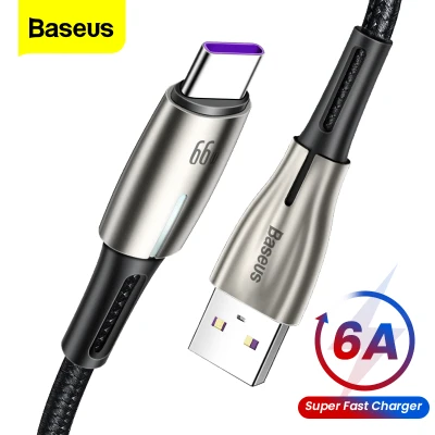 Baseus 6A USB Type C Cable Super Fast Charging Cable For Huawei Mate 40 P40 Samsung S20 66W SCP FCP USB C Data Wire Cord