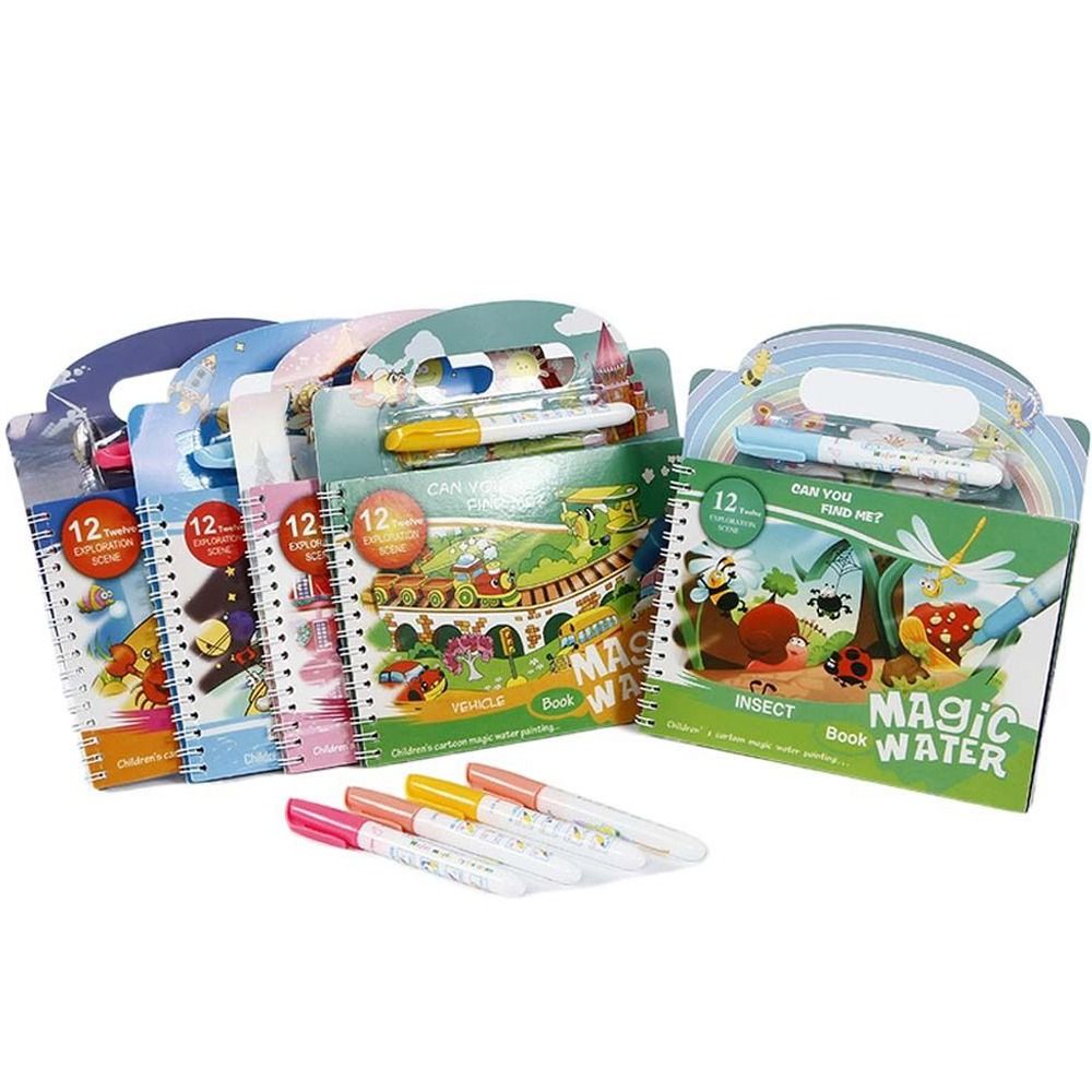ISTSGLO Doodle Sách nước Cuốn Sách Ma Thuật Đồ chơi Montessori Sách vẽ nước Quà sinh nhật Đồ chơi giáo dục sớm Giấy màu nước Sách vẽ nước Sách Tô Màu vẽ