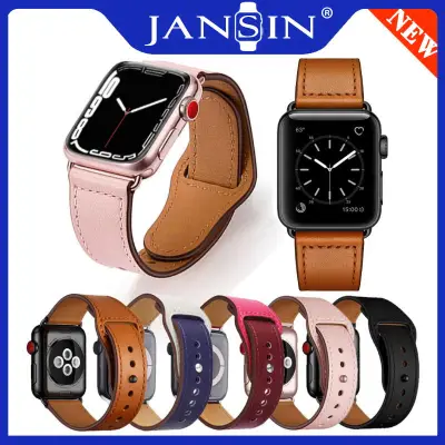 compatible with Apple Watch 7 Band 45mm 41mm Leather Loop Watchband compatible with apple watch Series 7 6 5 4 3 SE Band 38mm 42mm 40mm 44mm Strap Accessories