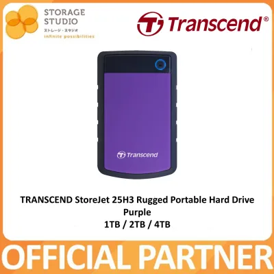 TRANSCEND StoreJet 25H3 2.5" Rugged Portable Hard Drive - Purple, 1TB / 2TB / 4TB. Singapore Local 3 Years Warranty **TRANSCEND OFFICIAL PARTNER**