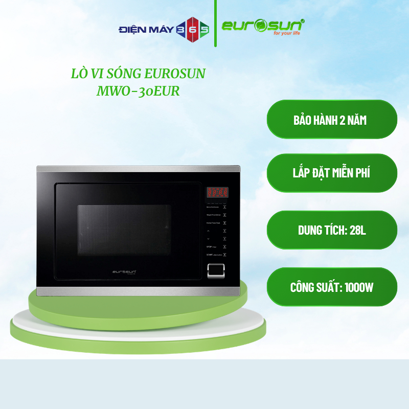 Lò Vi Sóng Âm Tủ Eurosun MWO-30EUR - Dung Tích 28L - 8 Chức Năng Nấu Tự Động