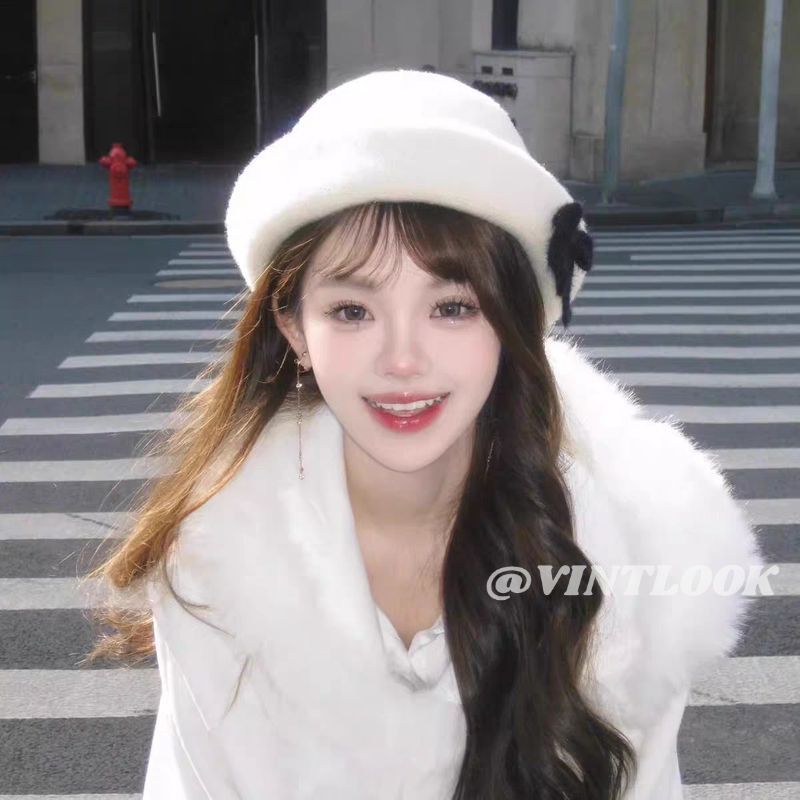 VINTLOOK Vintage Knit Bucket Hat with Bow Accent for Winter Warmth ราคา 149 บาท*ส่งฟรี