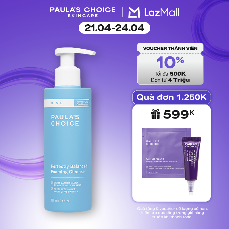 Sữa rửa mặt cân bằng da hoàn hảo Paula’s Choice RESIST Perfectly Balanced Foaming Cleanser 7830