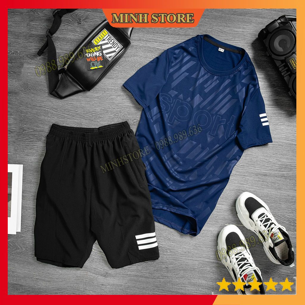 Bộ thể thao nam mùa Hè, Bộ đồ nam chất liệu vải thun lạnh in vân cao cấp SPORT BO02- MINHSTORE66