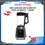 Máy làm sữa hạt sinh tố Tefal BL985A31 - 1300W - 1 cối lớn thủy tinh 1.4 lít và 1 cối bằng nhựa Tritan 1.4 lít - Lưỡi dao 6 cánh tốc độ cao - Không cần lọc lại - 10 menu nấu đa dạng, hàng chính hãng bảo hành 2 năm