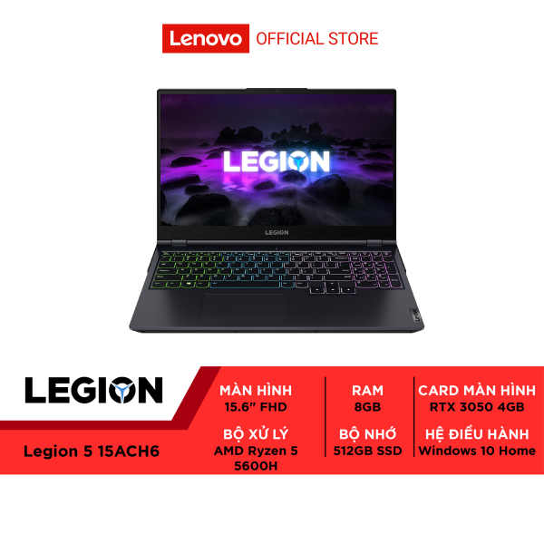Laptop Lenovo Legion 5 15ACH6 (R5 5600H GB/512GB SSD/RTX3050Ti 4GB/15.6 FHD/4C 60Wh/W11H/Xanh)/82JW00AHVN