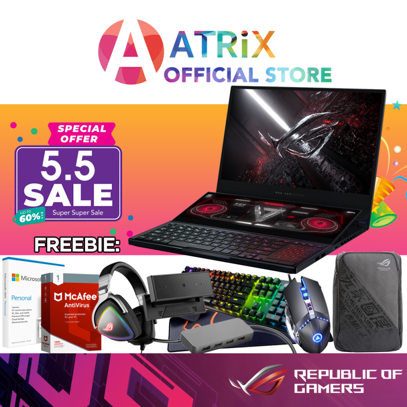 【Same Day Delivery】2021 Asus ROG Zephyrus Duo SE GX551QS-RTX3080H | 15.6 FHD 300Hz | R9-5900HX | RTX3080 -16GDDR6 | 32/48GB RAM | 2TB SSD | Win10 Home | 2Yrs ASUS warranty