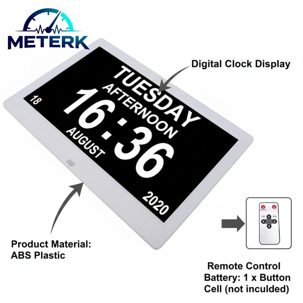 Meterk 10 นิ้วนาฬิกาอิเล็กทรอนิกส์หน้าจอขนาดใหญ่นาฬิกาดิจิตอล 20 สัญญาณเตือนที่กำหนดเอง 8 เตือนการใช้ยาวันที่สัปดาห์แสดงเสียงประกาศเวลาสีขาว ราคา 2,293 บาท*ส่งฟรี