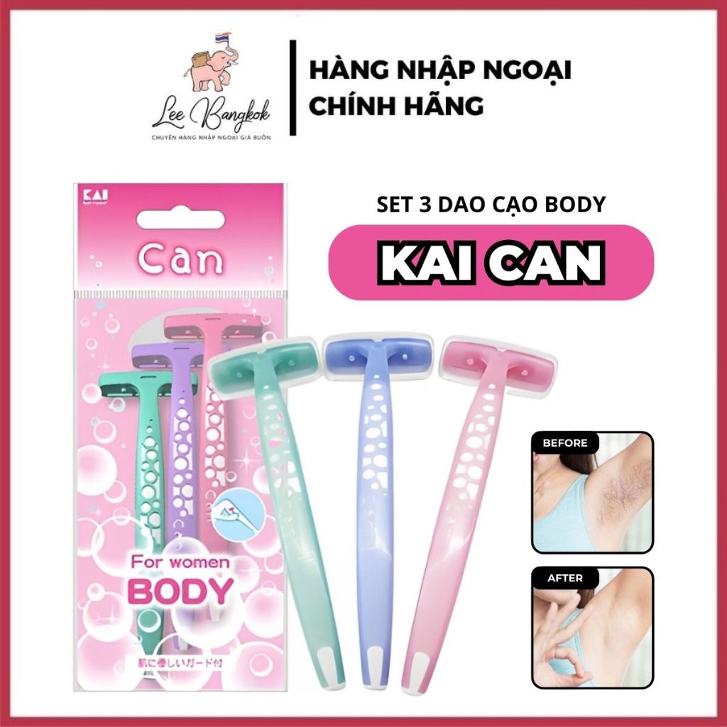 Set 3 Dao Cạo Lông Body Kai Can For Women Nhật Bản Cạo Tay Chân Nách An Toàn Cho Nữ Chính Hãng