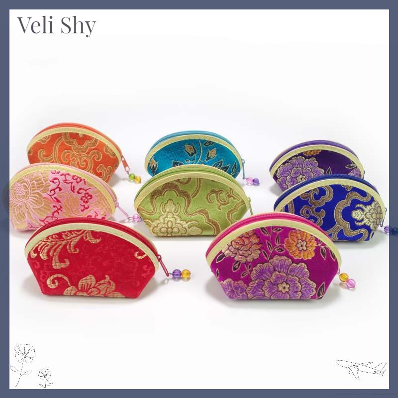 [Veli Shy] Exquisite Chinese Style Purse Pouch Zip Women Jewelry Storage Bag Multi-color Embroidery Cloth Jewelry Pouch Bracelet Container
