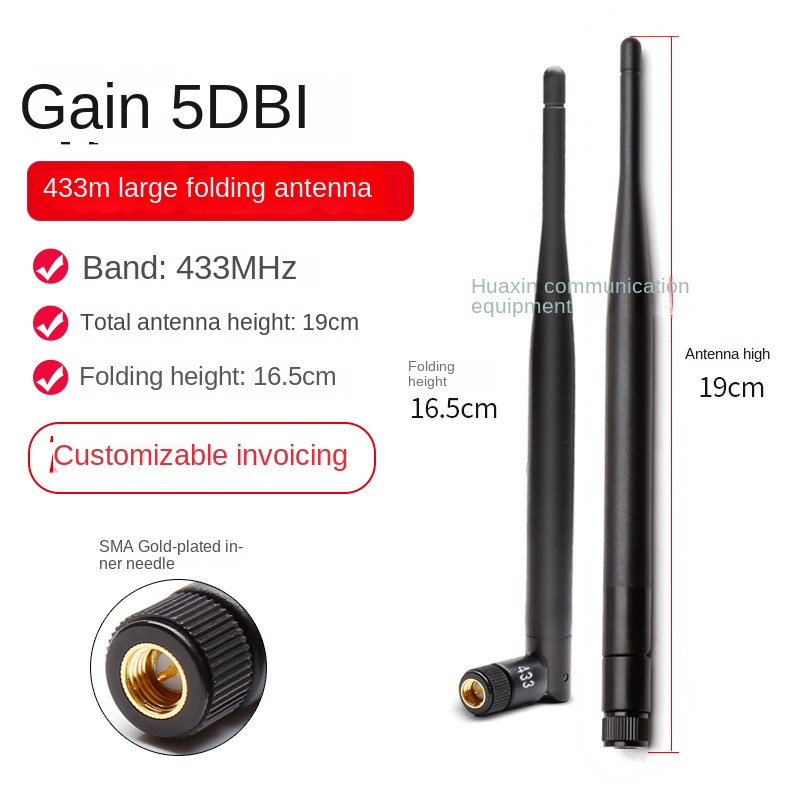 Anten Gập Dài 19cm - 433MHz Cao Tần Số Truyền Dữ Liệu | 6dBi - Thiết Kế Gập, Toàn Hướng