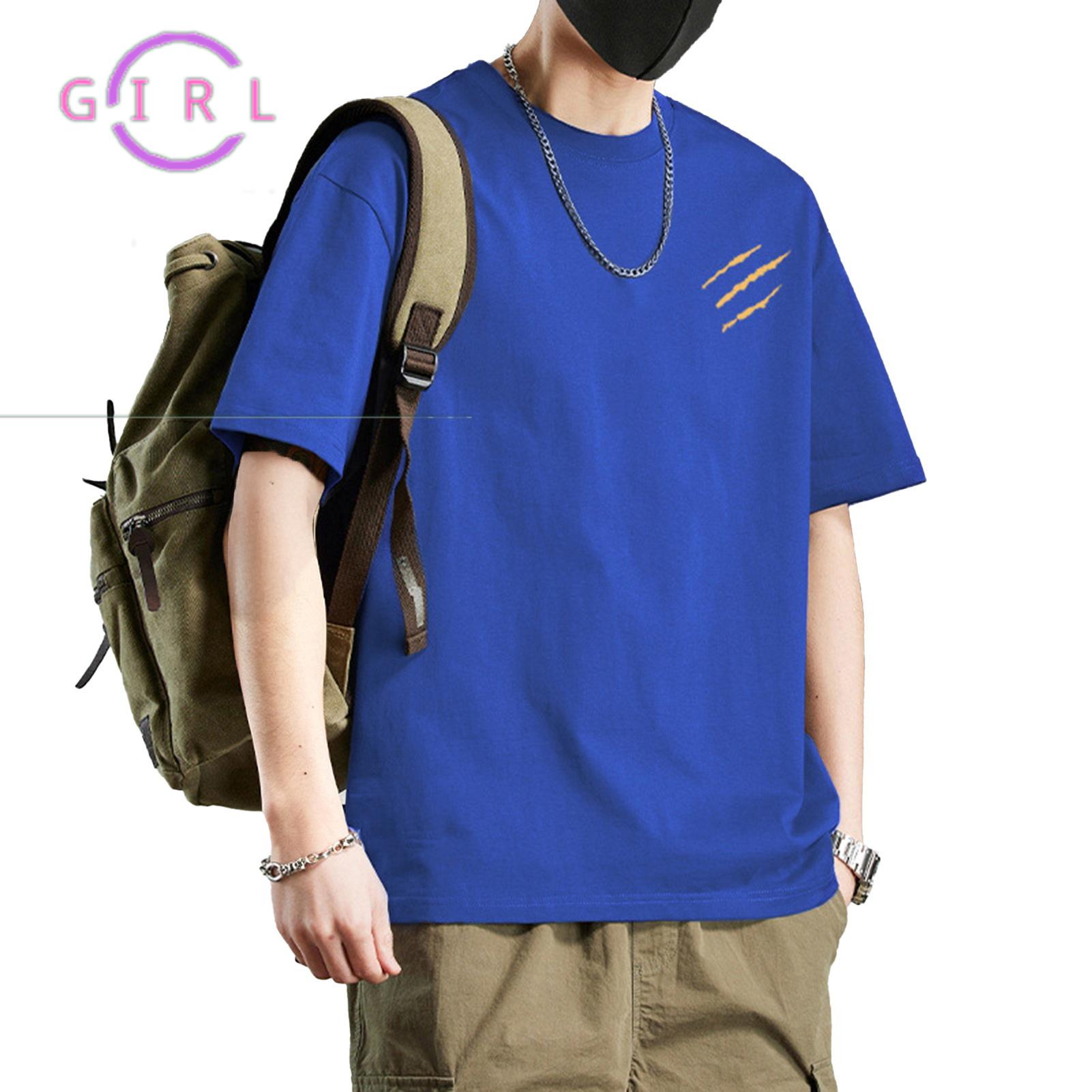 Girls® Men Summer T-shirt Cotton Blend Men T Shirt Men's Cotton Blend T-shirt Casual Solid Color Crew Neck Summer Tee Breathable Loose Fit Shirt for Daily Wear Beach Street Fashion - 4