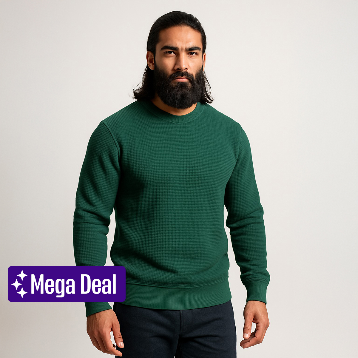 The Vintage Clothing Waffle Knit Textured Full Sleeves T-Shirt For Boys And Men - Sweatshirt For Men / Mens Sweatshirt - Knitted Tshirt For Men Tshirts For Men / Tshirts For Boys / Men's Tshirts / Boys Tshirts / Mens Winter Clothes / Winter Clothes For Me