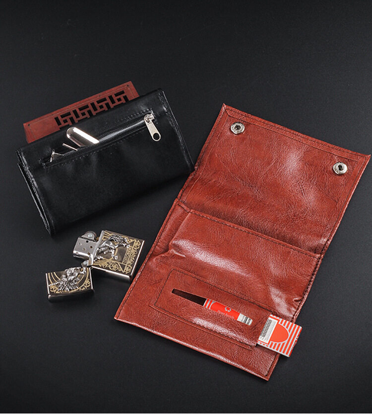 Tragbare Tabaktasche Aus Leder Mit Reißverschluss Und Schnalle_voghion.com