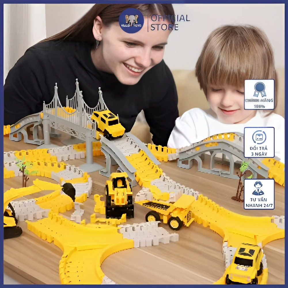 Đồ chơi lắp ráp đường ray ô tô hulo toys 460 chi tiết - đồ chơi xếp hình, lắp ráp đường ray, đồ chơi trẻ em