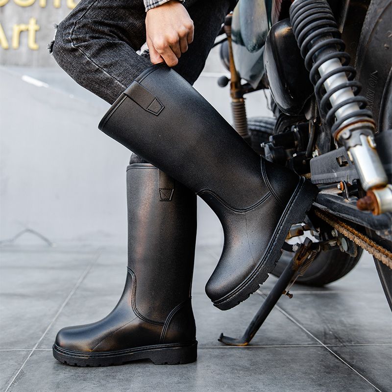 FULAIDA Rain Boots Men s Medium Length Waterproof Shoes Thickened Soles