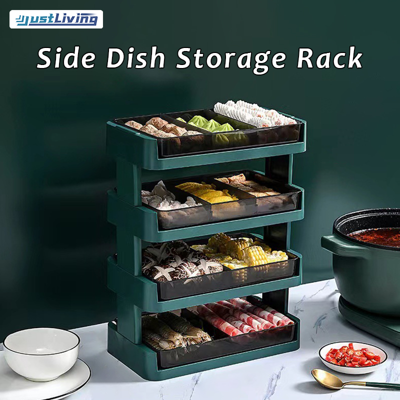 JustLiving Kitchen Storage and Food Preparation Rack Countertop Multifunctional Stackable Food Storage Holder Multiple Layers Sorting Plastic Tray/ Prep Tray - Microwave and Dishwasher Safe ราคา 649 บาท*ส่งฟรี