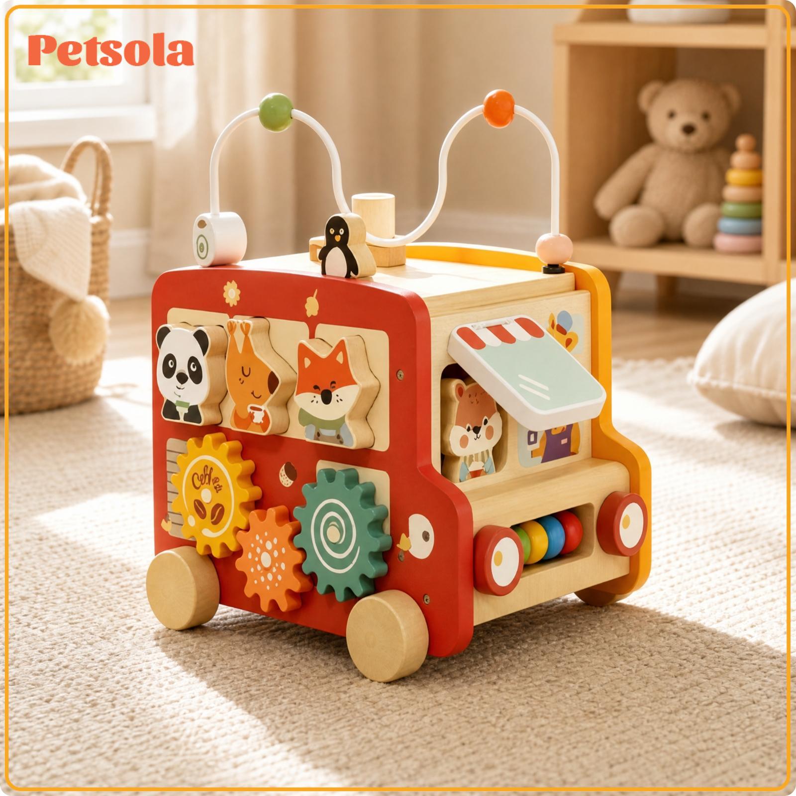 ผลิตภัณฑ์แม่และเด็ก PETSOLA ไม้เด็กกิจกรรม Mobility Aid ทนทานไม้ Push Mobility Aid พร้อมแผงกิจกรรมไม่ติดทนนานสำหรับทารก,เวลาเล่น ราคา 2,618 บาท*ส่งฟรี